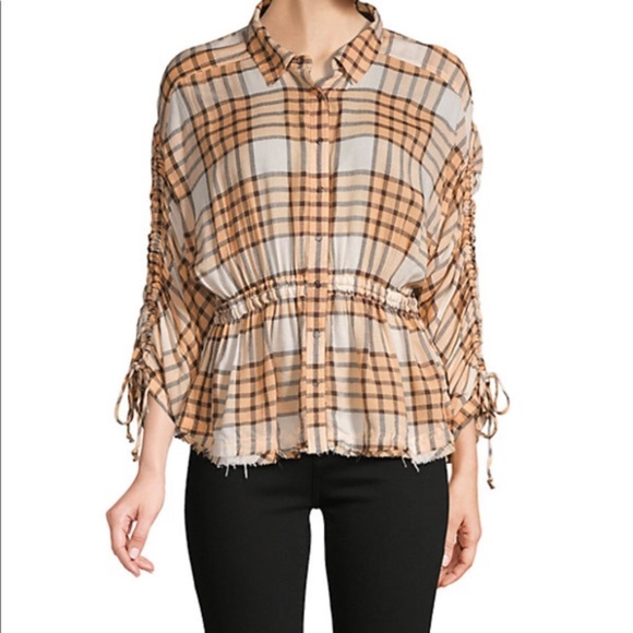 NWT Free People Pacific Dawn Plaid Top - Picture 1 of 10